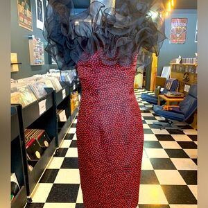 VINTAGE Red Polka Dot Dress With Fluff!